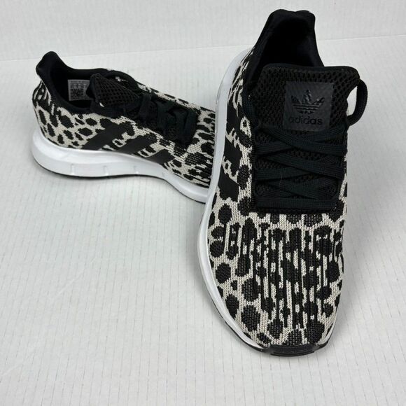 Adidas Swift Run Women’s 6.5 Leopard Print BD7962 Black White Knit Sneakers - Picture 1 of 8